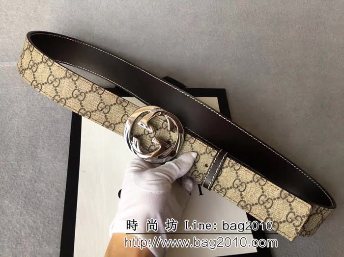 古馳CUCCI 休閒款式 原單經典 高級人造革面 純銅大圓扣 男士皮帶 GHG1036